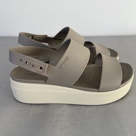 CROCS Brooklyn Platform Sandal Chunky Y2K Beige Tan Women's Size 8 - Picture 4 of 13